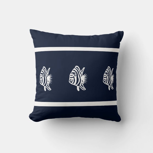 vissen van de zoete marine op witte PILLOW-kustlev Kussen (Voorkant)