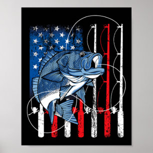 Vissen Vintage Amerikaanse Vlag Byss Visser Gesche Poster