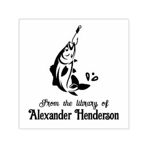 Vissen: Vis aan een Haak Bibliotheek Boeknaam Zelfinktende Stempel