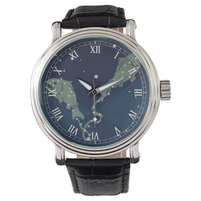 Vissen Vis Constellatie  Zodiac Astrologie Horloge (Voorkant)
