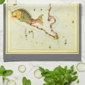 Vissen Vis, sterrenbeeld Urania's Mirror Theedoek (Gevouwen)