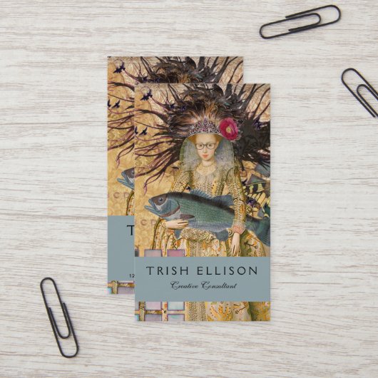 Vissen Vrouw Gothic Classic Visitekaartje (Voorkant / Achterkant in situ)