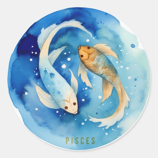 Vissen Waterverf Zodiac Sticker (Voorkant)