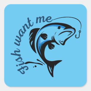 Vissen willen me vierkante sticker