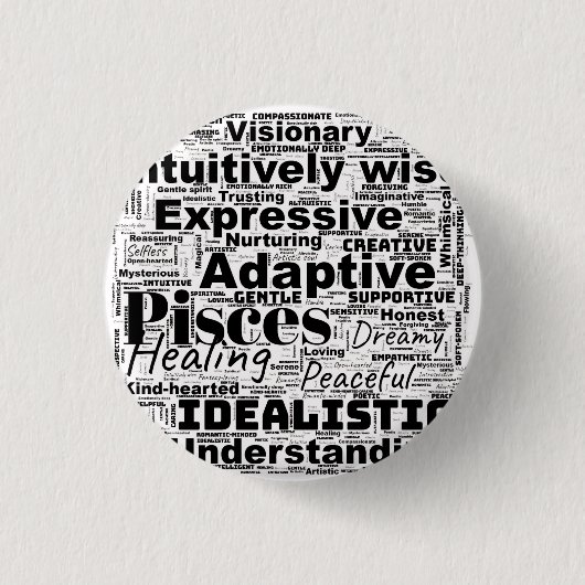 Vissen Word Cloud Zodiac Inspiratie Ronde Button 3,2 Cm (Voorkant)