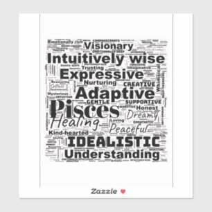 Vissen Word Cloud Zodiac Inspiratie Sticker