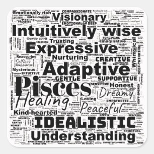 Vissen Word Cloud Zodiac Inspiratie Vierkante Sticker