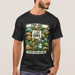 Vissen zijn als chips - grappige uitdrukking t-shirt