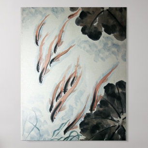 Vissen zijn Friends Oriental Painting Poster