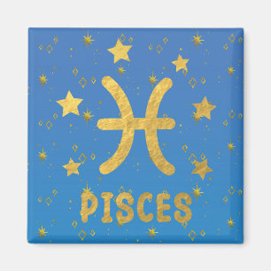 Vissen Zodiac Blauw en Gouden Magneet