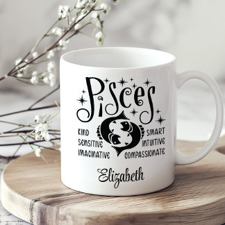 Vissen Zodiac Horoscoop Aangepaste naam Koffiemok