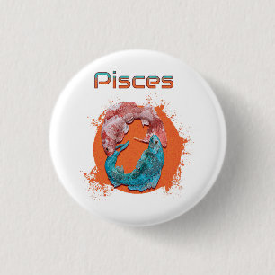 Vissen Zodiac Horoscoop Water Astrologie Teken Ronde Button 3,2 Cm