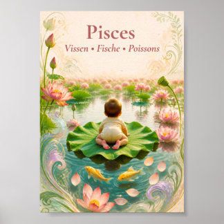 Vissen Zodiac Kleine Kunst | Dromerige Astrologie Poster