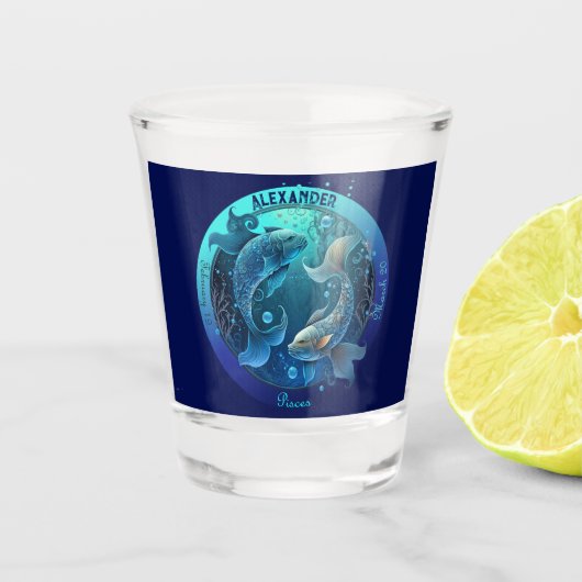 Vissen Zodiac  Shot Glas (Voorkant)