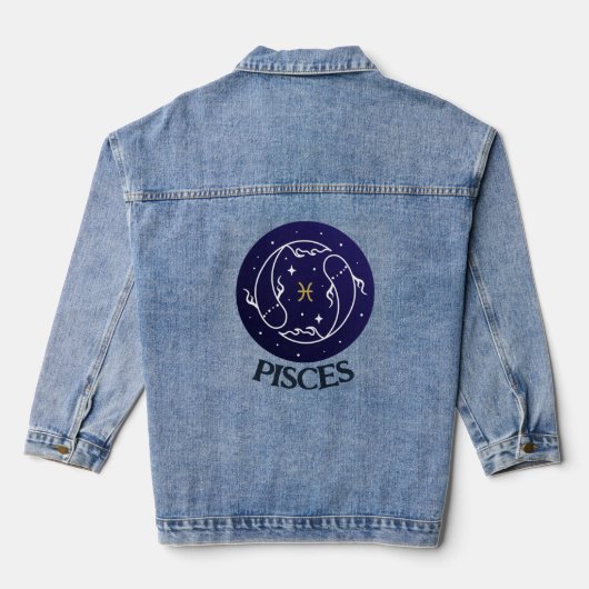 Vissen Zodiac Sign Design Denim Jas Denim Jacket (Achterkant)
