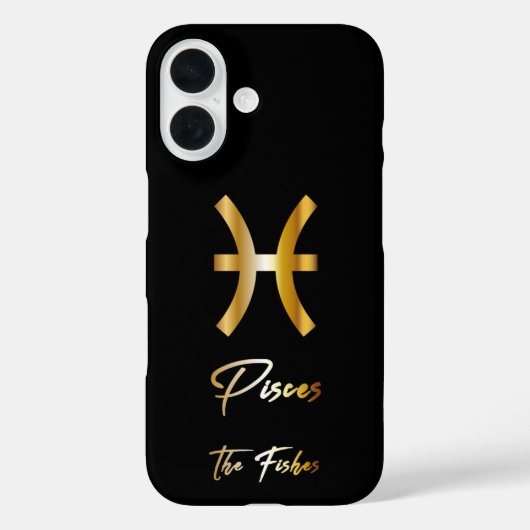 Vissen Zodiac Sign, Zwart & Goud Case-Mate iPhone Case (Achterkant)