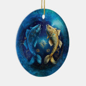 Vissen Zodiac Teken Waterverf Ontwerp Keramisch Ornament (Rechts)