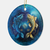 Vissen Zodiac Teken Waterverf Ontwerp Keramisch Ornament (Links)