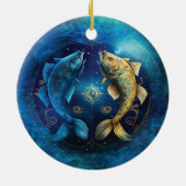 Vissen Zodiac Teken Waterverf Ontwerp Keramisch Ornament (Achterkant)