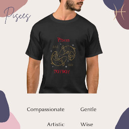 Vissen Zodiac Typografie Vis Sterren Teken Stijlvo T-shirt