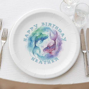 Vissen Zodiac Waterverf Vis Astrologie Verjaardag Papieren Bordje