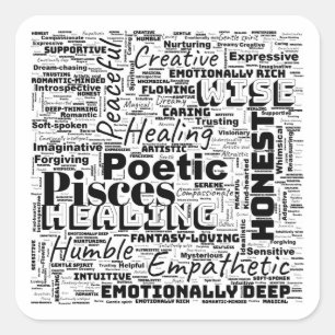 Vissen Zodiac Word Cloud Inspiratie Vierkante Sticker
