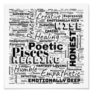 Vissen Zodiac Word Cloud Inspiration Square (S-M) Foto Afdruk