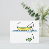 Vissende boat briefkaart (Staand voorkant)