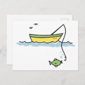 Vissende boat briefkaart (Voorkant / Achterkant)