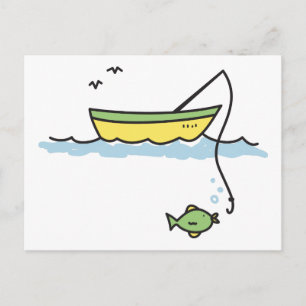 Vissende boat briefkaart