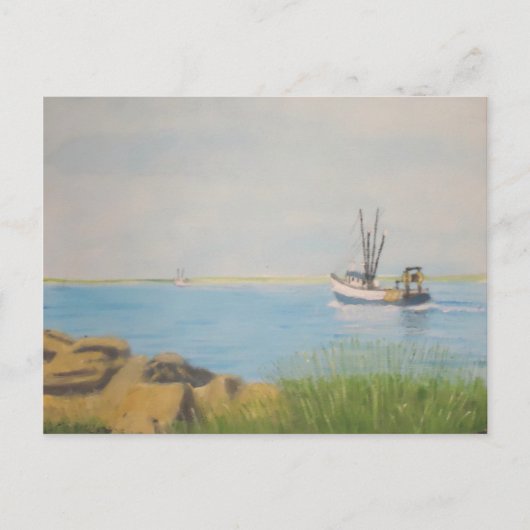 Vissende Boat - Galilee RI Briefkaart (Voorkant)