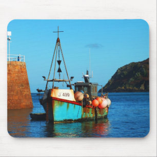 Vissende boot bij Bonne Nuit, Jersey Muismat