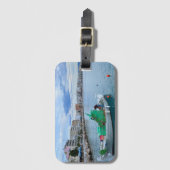 Vissende boot in Harbour Corinth Greece Bagagelabel (Voorkant (verticaal))