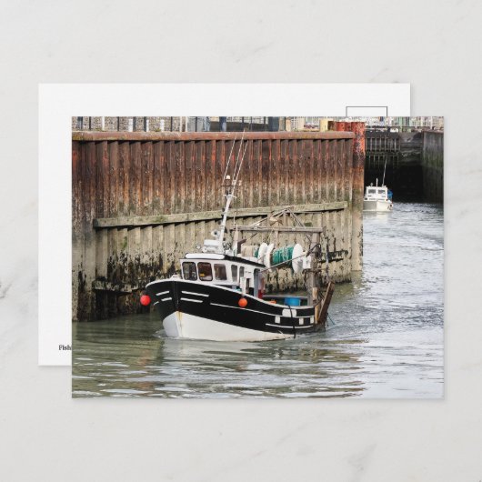 Vissende boot in Le Tréport in Frankrijk Feestdagenkaart (Voorkant / Achterkant)