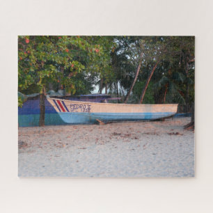 Vissende boot op het strand van Tamarindo, Costa R Legpuzzel