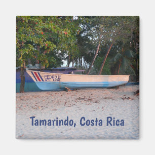 Vissende boot op het strand van Tamarindo, Costa R Magneet