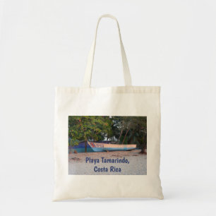 Vissende boot op het strand van Tamarindo, Costa R Tote Bag
