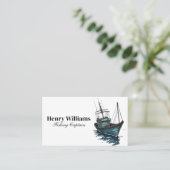 Vissende boot | Zee Vis Waterverf Visitekaartje (Staand voorkant)