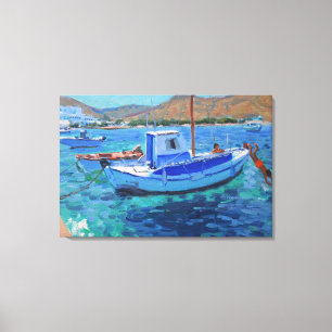 Vissende boten canvas afdruk