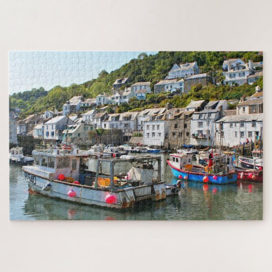 Vissende boten, Polperro, Cornwall, Engeland Legpuzzel (Horizontaal)