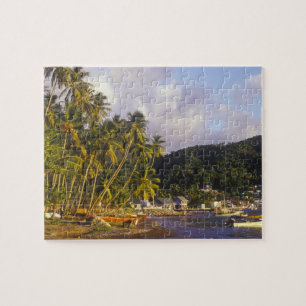 Vissende boten, Soufriere, Saint Lucia, Caribisch  Legpuzzel