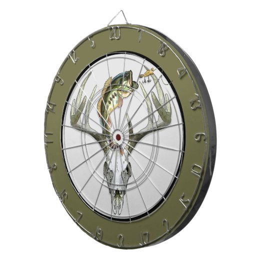 Vissende jachtbont vis dartbord (Voorkant Rechts)