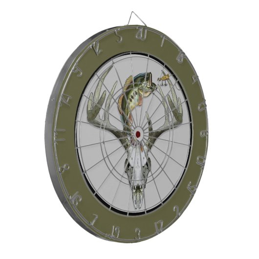 Vissende jachtbont vis dartbord (Voorkant Links)