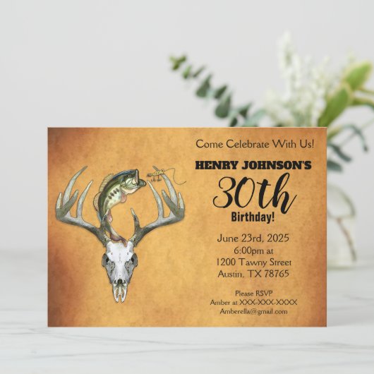 Vissende jachtthema 30e verjaardag kaart (Staand voorkant)