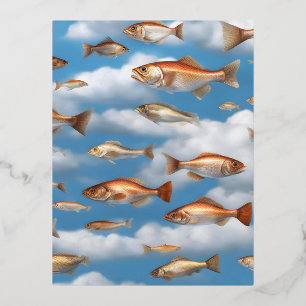 Vissende Regen Folie Feestdagen Briefkaart