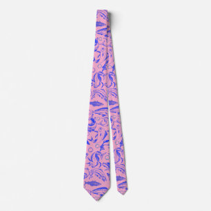Vissenpatroon blauw 10.b Roze BG Stropdas