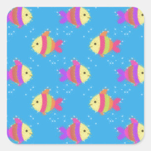 Vissenpatroon zwemmen vierkante sticker