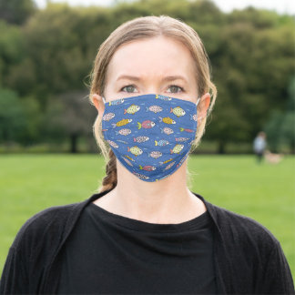 Vissenstrand van Cute Blue zee Stoffen Mondmasker
