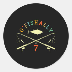 Visser 7 jaar oud visser 7e verjaardag vis ronde sticker