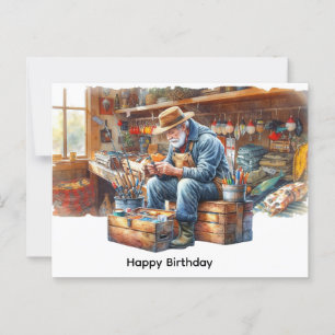 Visser bij viswinkel gelukkige verjaardag briefkaart